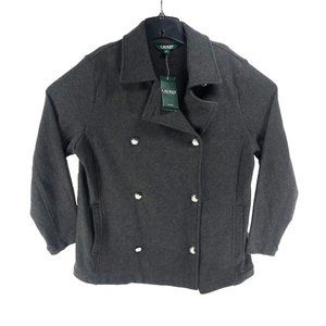 New Lauren Ralph Lauren Women's Gray Size 1X Double Breasted Pea Coat NWT $169